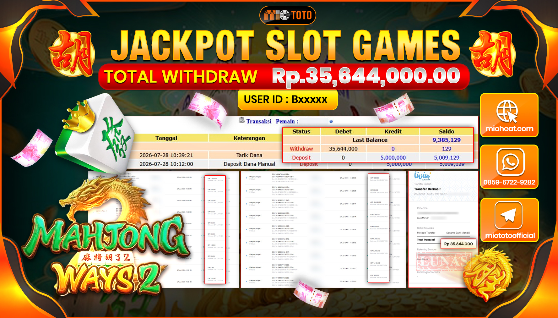 JACKPOT SLOT MAHJONG WAYS 2 Rp.35,644,000 DI BAYAR TUNAI !!!