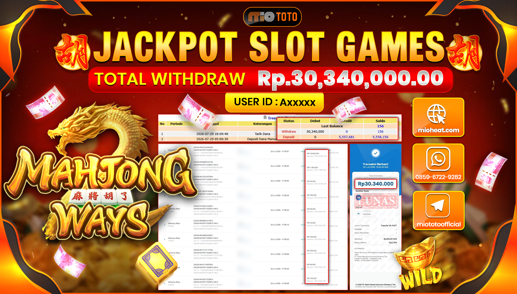 JACKPOT SLOT MAHJONG WAYS Rp.30,340,000 DI BAYAR TUNAI !!!