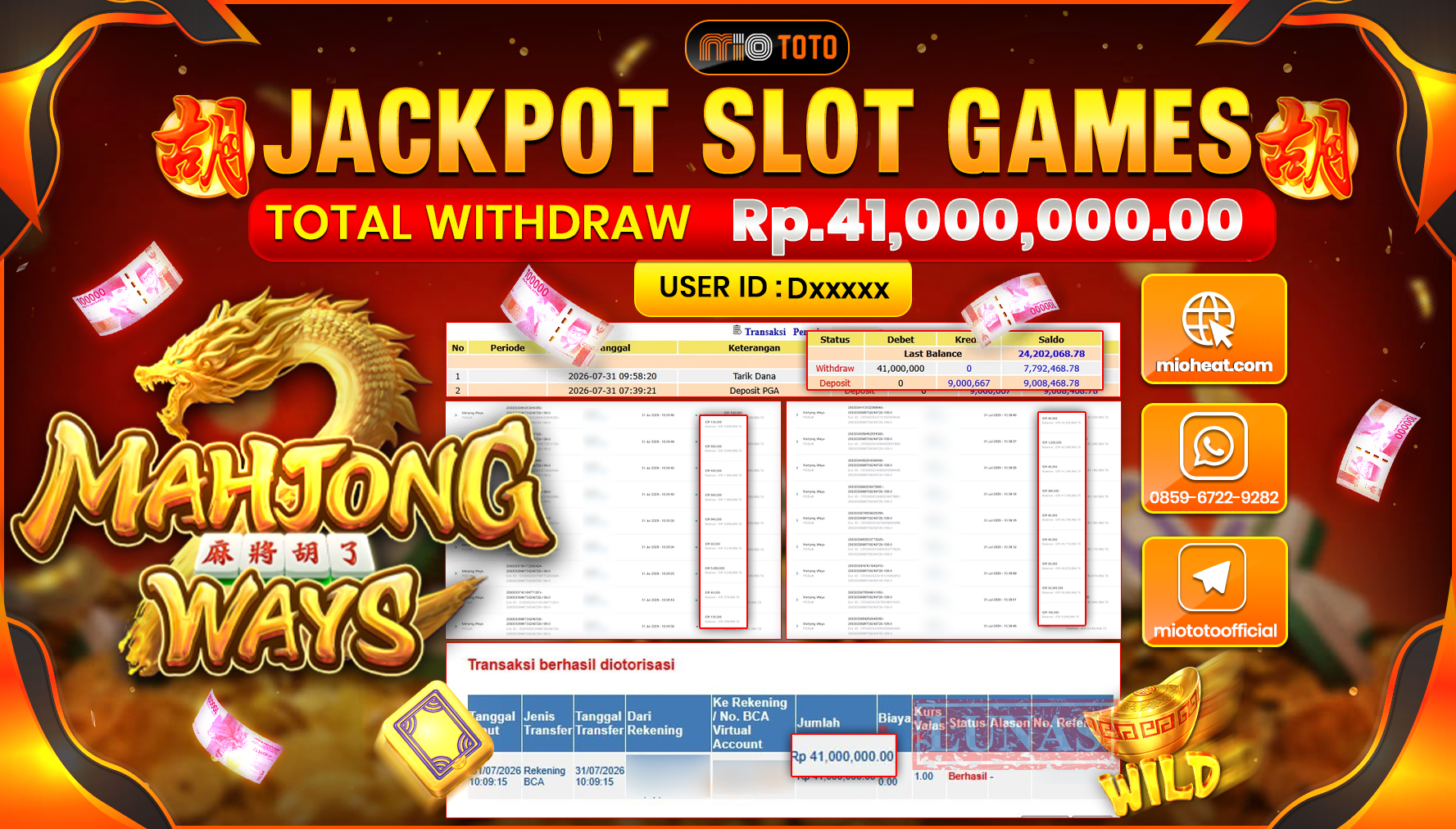 JACKPOT SLOT MAHJONG WAYS Rp.41,000,000 DI BAYAR TUNAI !!!