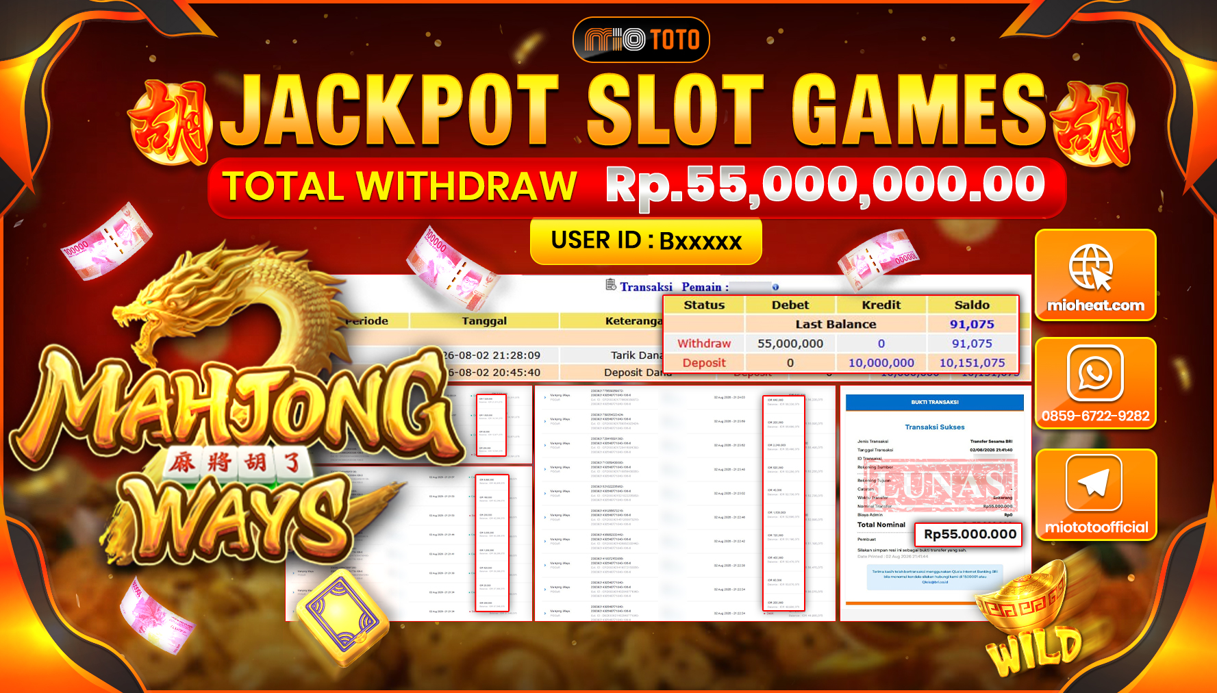 JACKPOT SLOT MAHJONG WAYS Rp.55,000,000 DI BAYAR TUNAI !!!