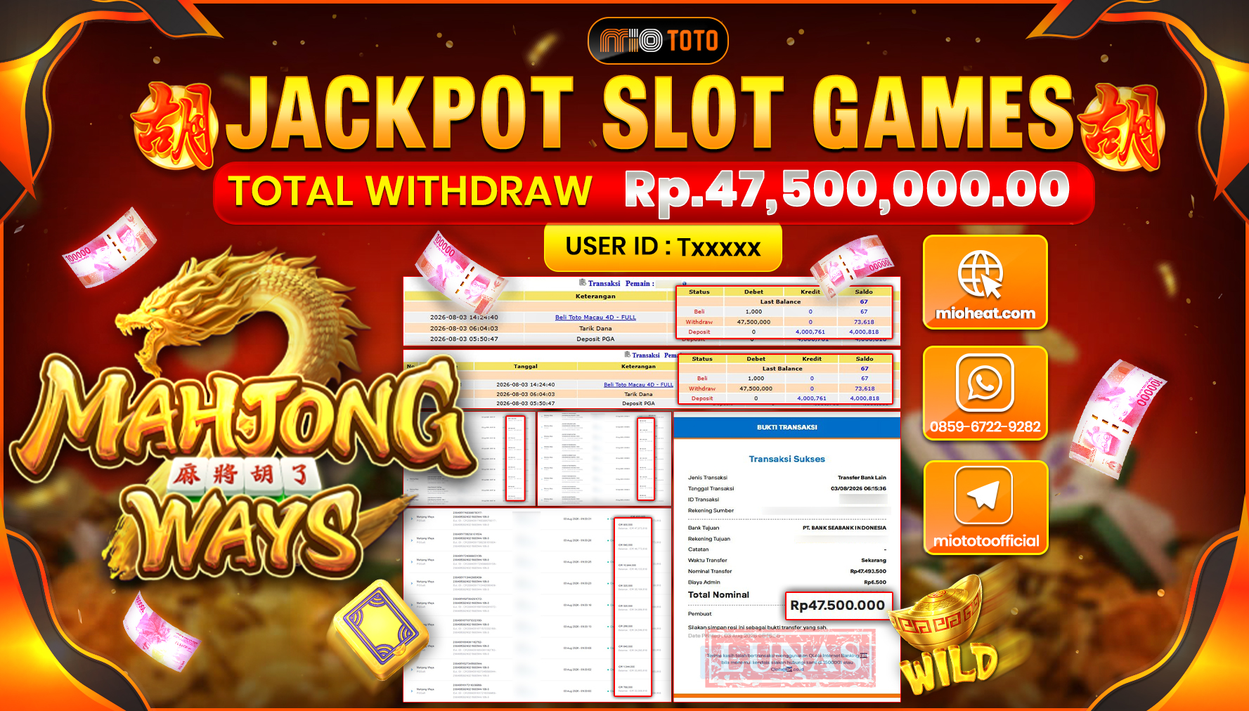 JACKPOT SLOT MAHJONG WAYS Rp.47,500,000 DI BAYAR TUNAI !!!