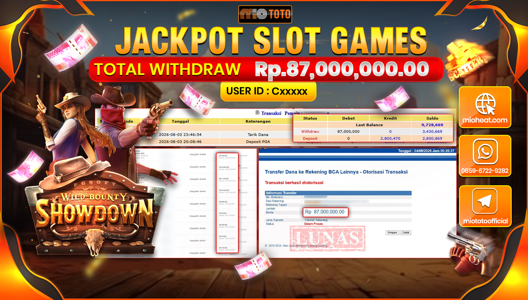 JACKPOT SLOT WILD BOUNTY SHOWDOWN Rp.87,000,000 DI BAYAR TUNAI !!!