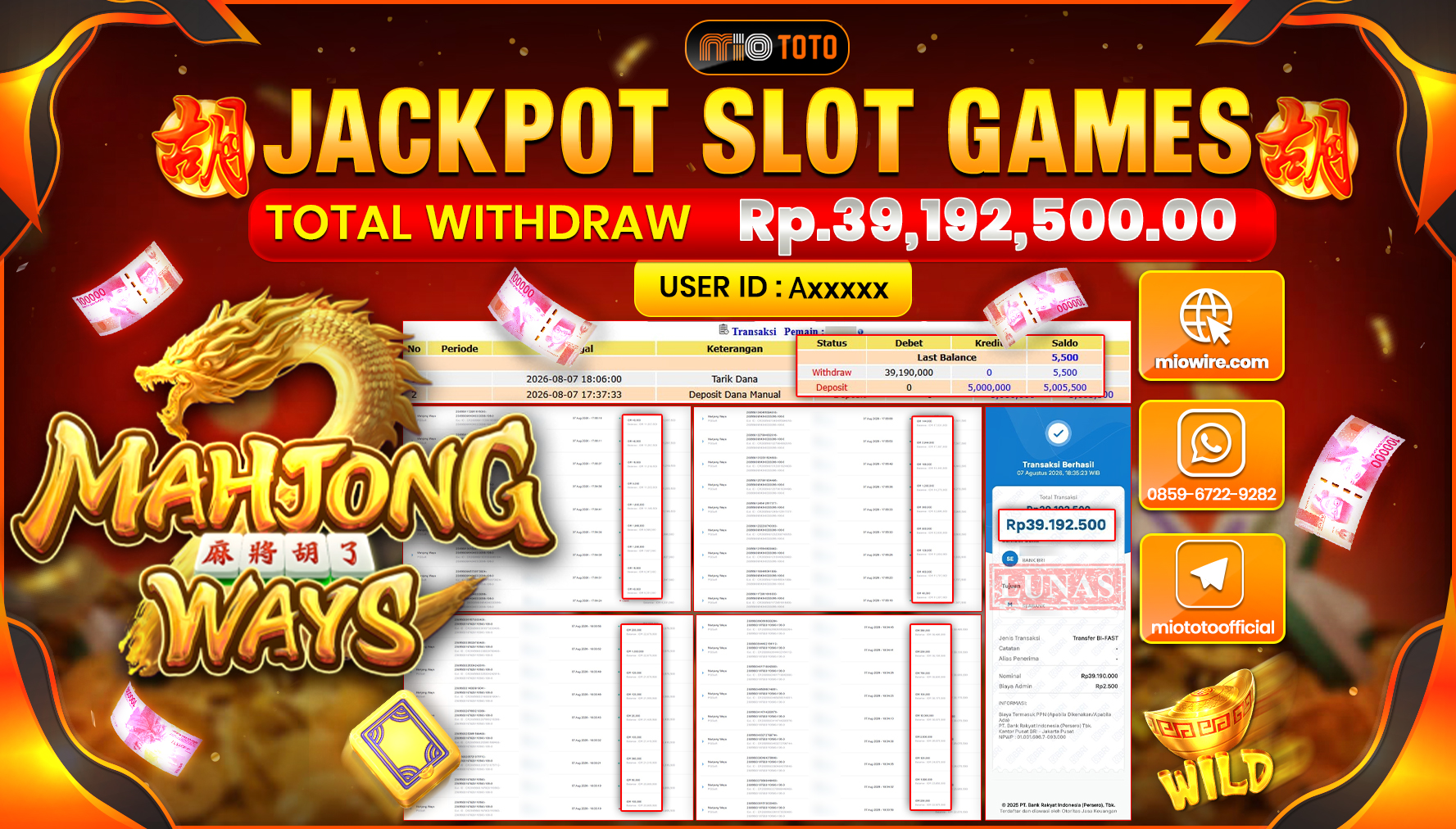 JACKPOT SLOT MAHJONG WAYS Rp.39,192,500 DI BAYAR TUNAI !!!