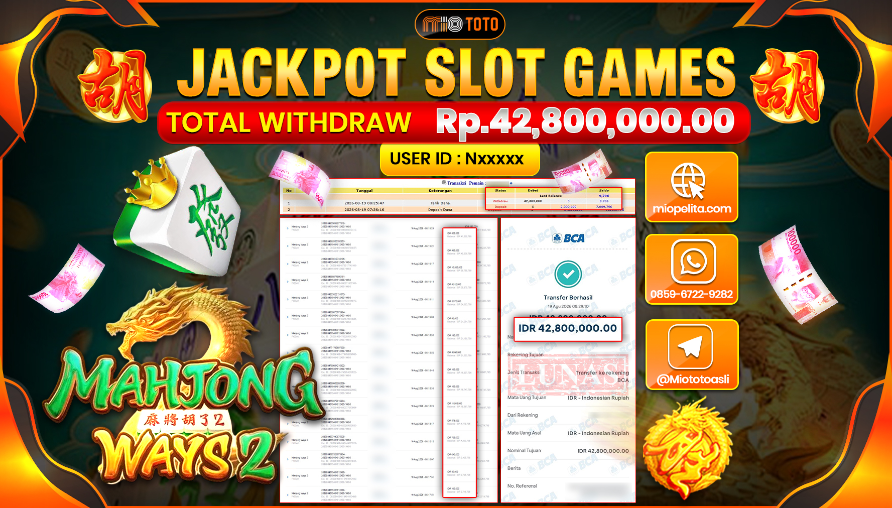 JACKPOT SLOT MAHJONG WAYS 2 Rp.42,800,000 DI BAYAR TUNAI !!!