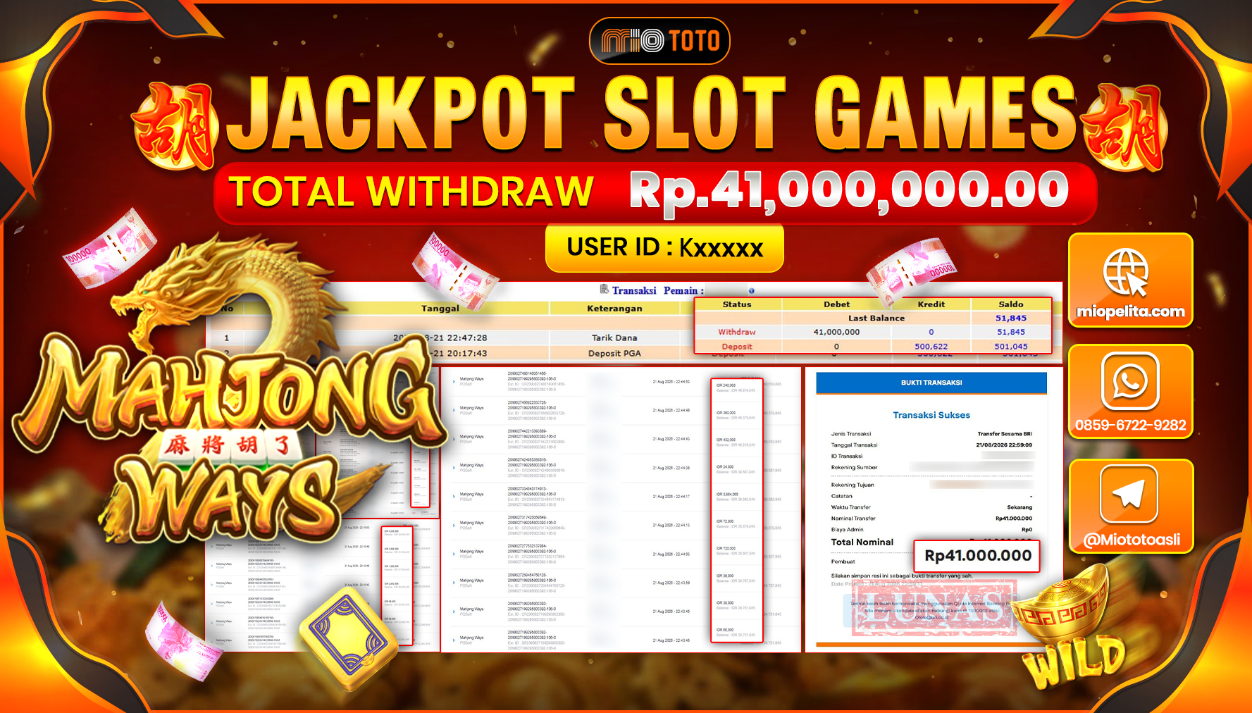 JACKPOT SLOT MAHJONG WAYS Rp.41.000.000 DI BAYAR TUNAI !!!
