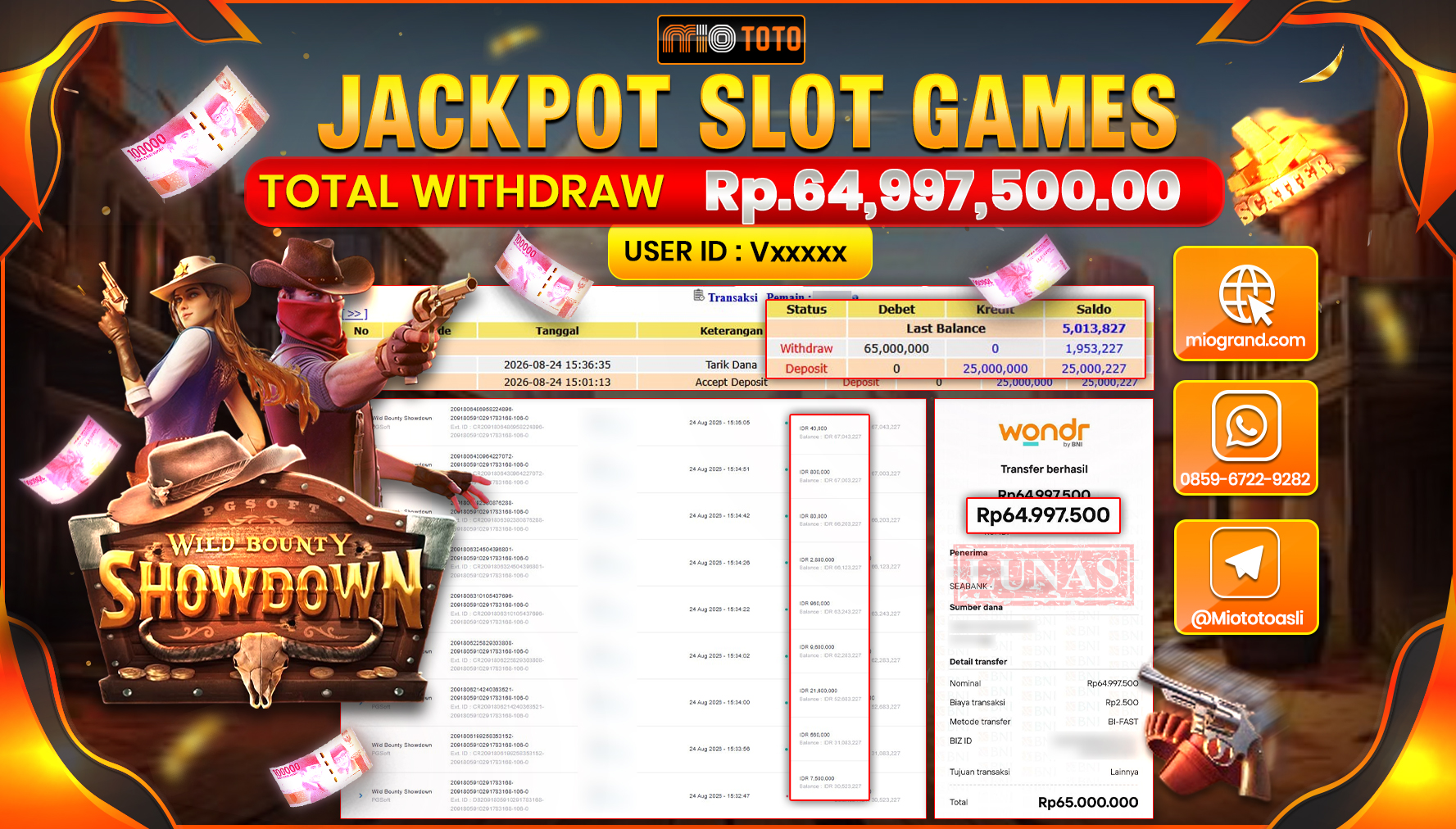 JACKPOT SLOT WILD BOUNTY SHOWDOWN Rp.64.997.500 DI BAYAR TUNAI !!!