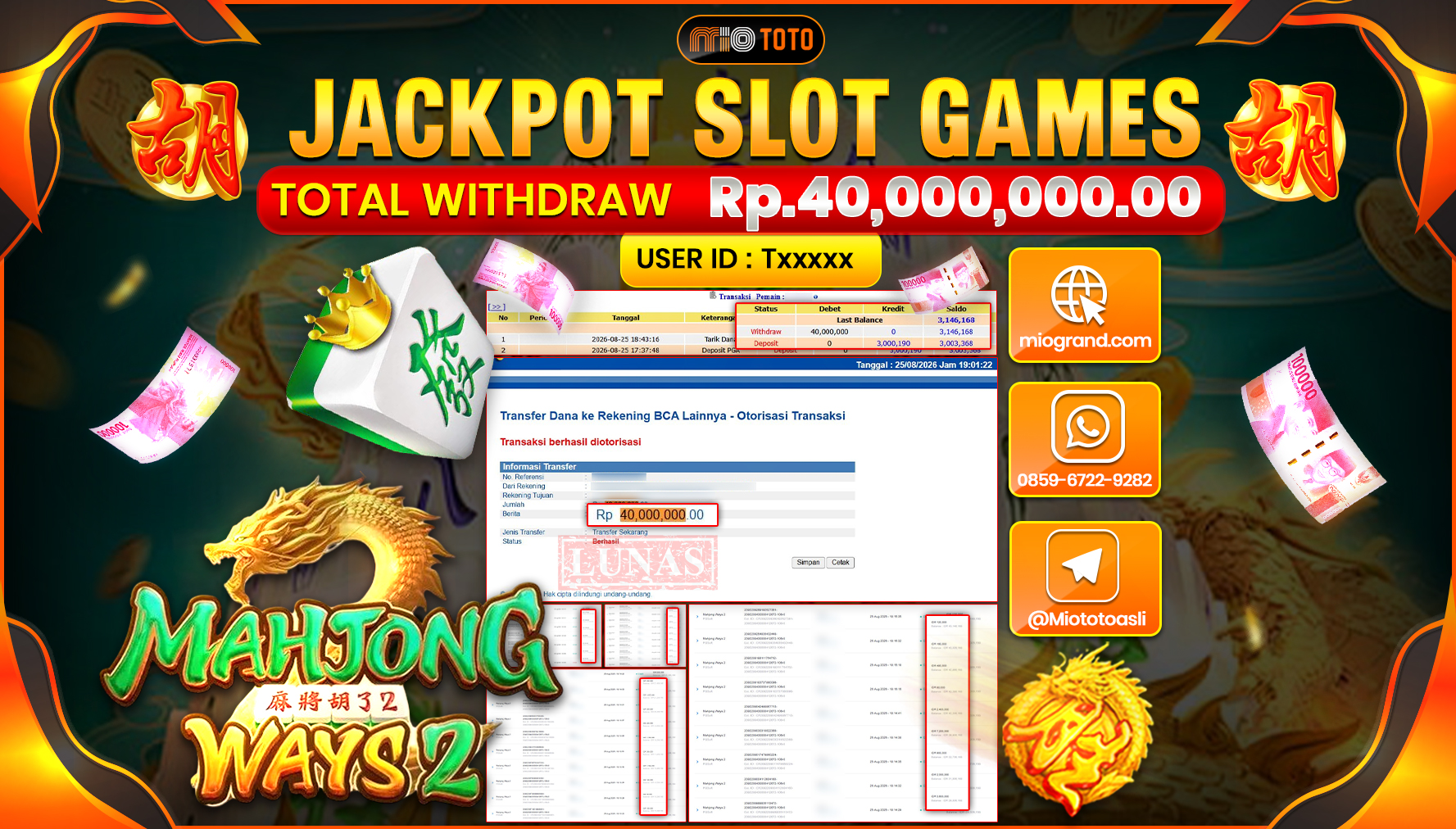 JACKPOT SLOT MAHJONG WAYS 2 Rp.40.000.000 DI BAYAR TUNAI !!!