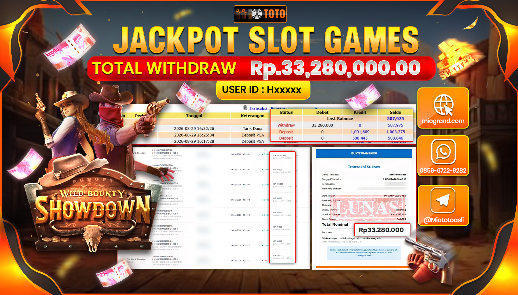 JACKPOT SLOT WILD BOUNTY SHOWDOWN Rp.33.280.000 DI BAYAR TUNAI !!!