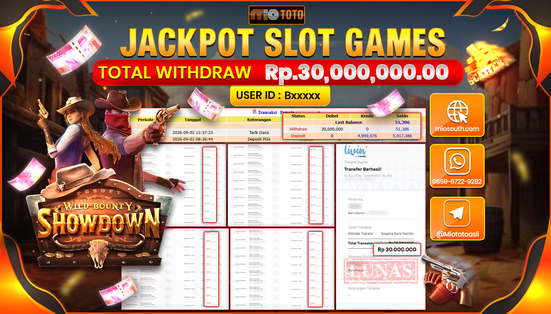 JACKPOT SLOT WILD BOUNTY SHOWDOWN Rp.30.000.000 DI BAYAR TUNAI !!!