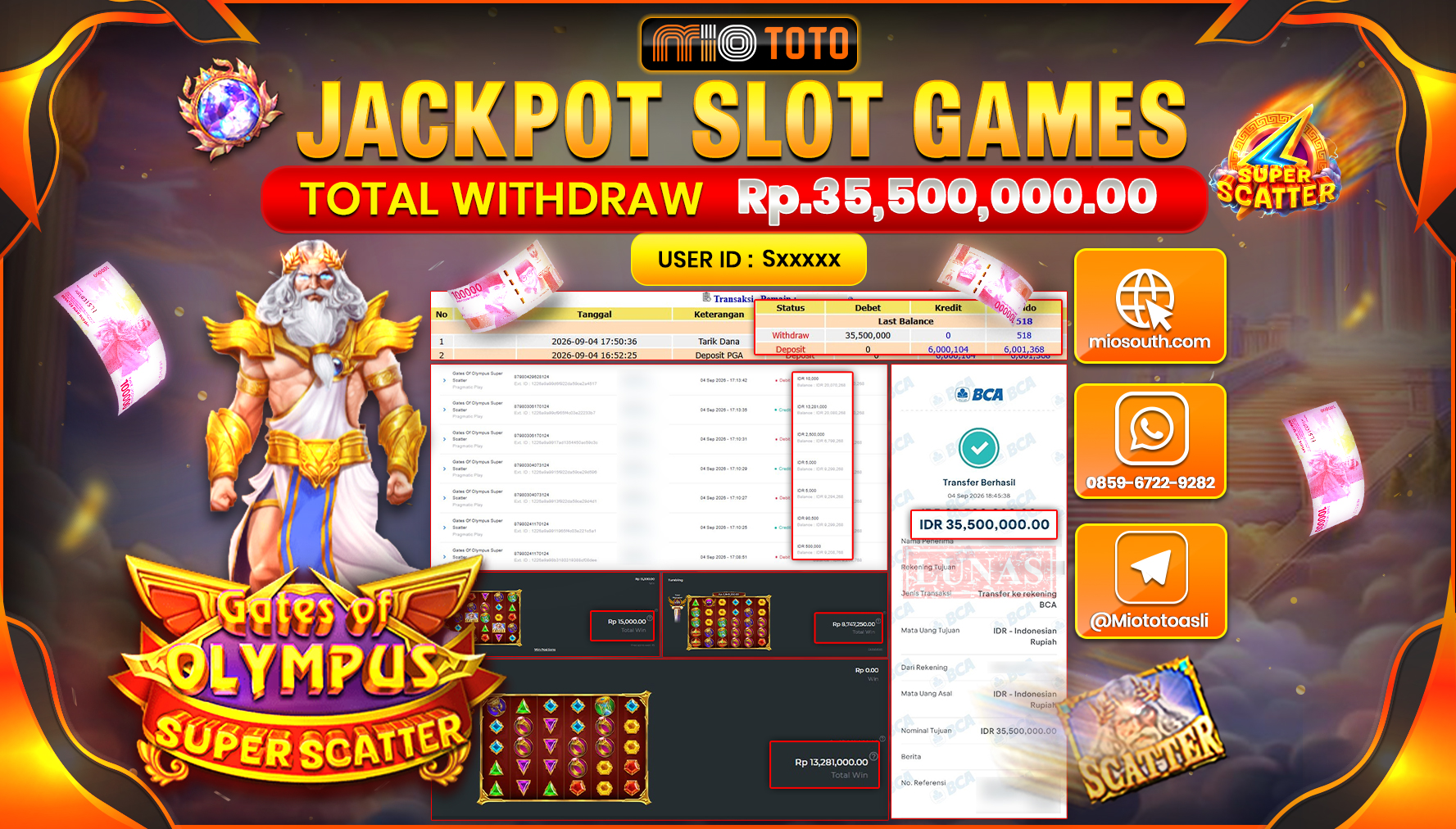 JACKPOT SLOT GATES OF OLYMPUS SUPER SCATTER Rp.35.500.000 DI BAYAR TUNAI !!!