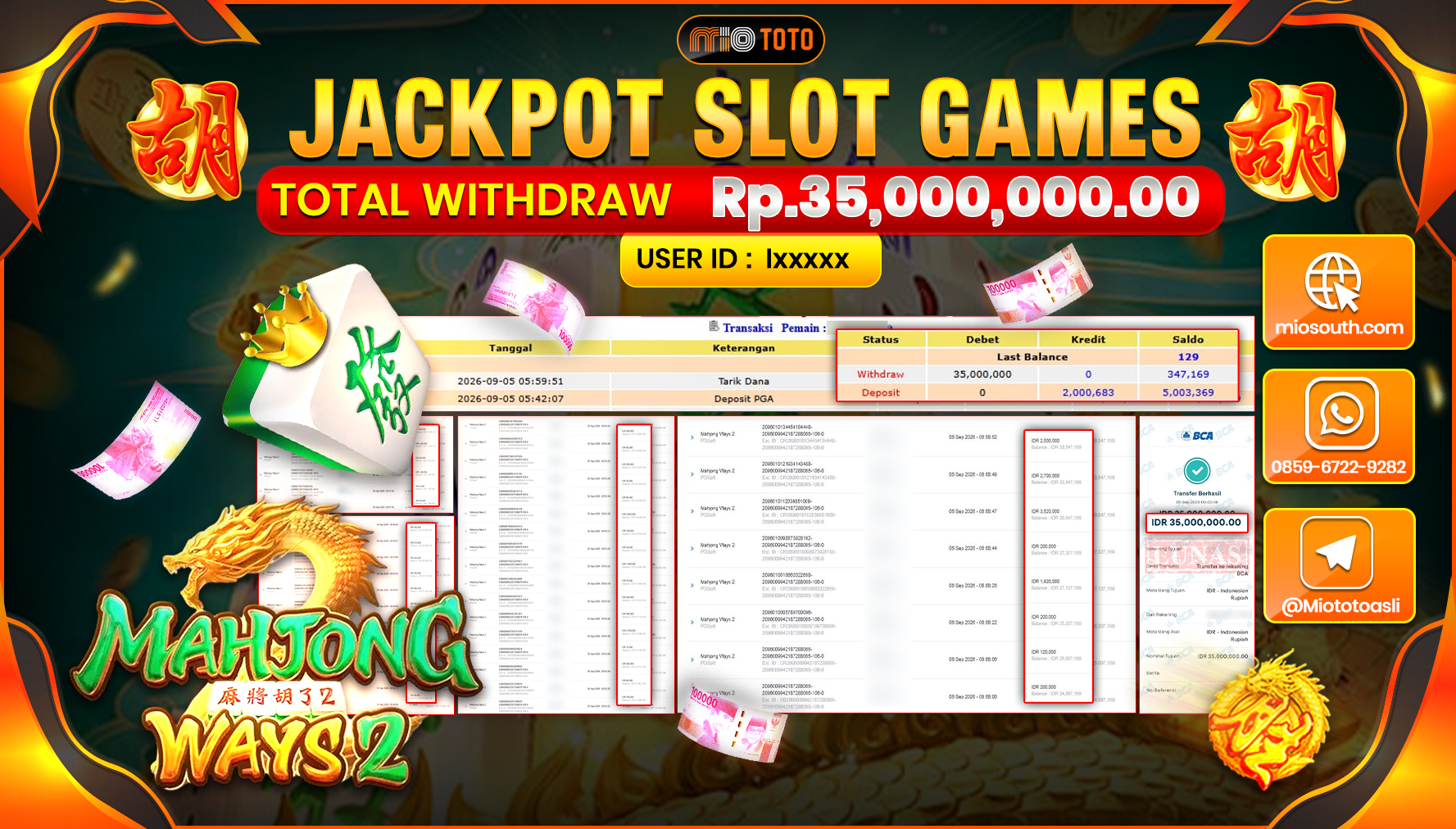 JACKPOT SLOT MAHJONG WAYS 2 Rp.35.000.000 DI BAYAR TUNAI !!!