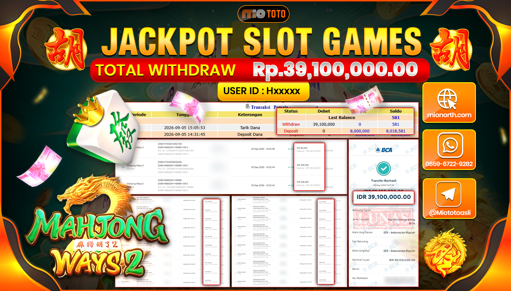 JACKPOT SLOT MAHJONG WAYS 2 Rp.39.100.000 DI BAYAR TUNAI !!!