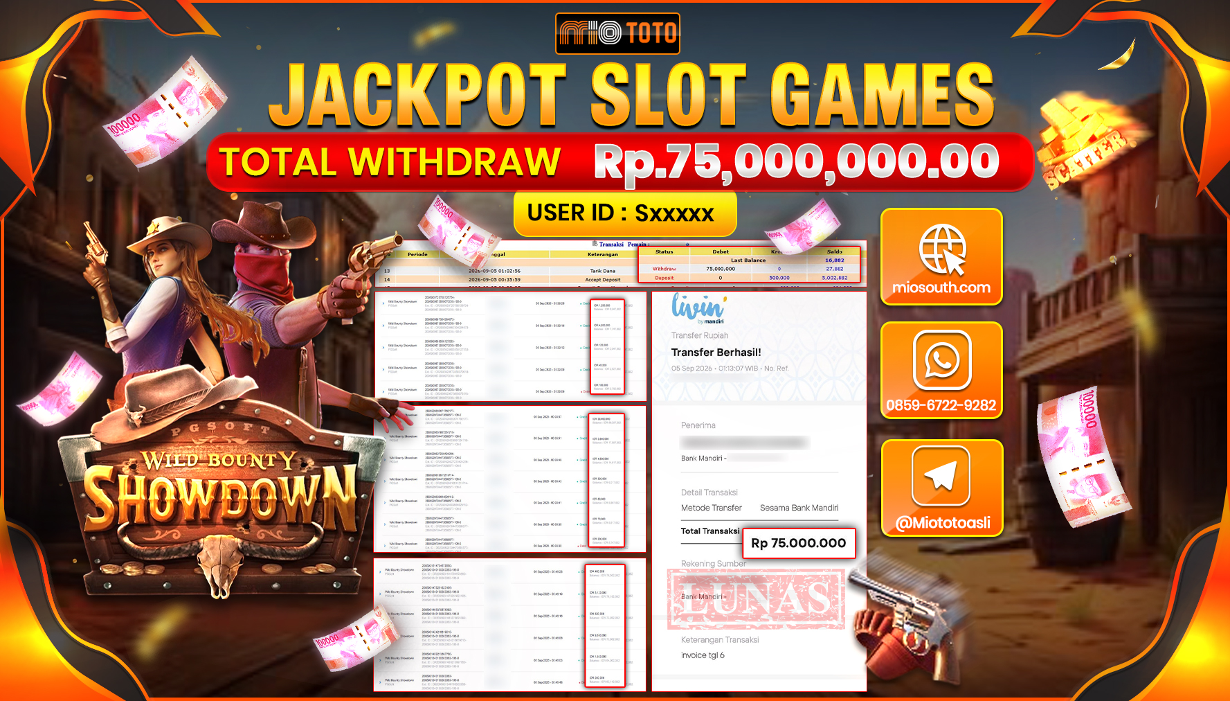 JACKPOT SLOT WILD BOUNTY SHOWDOWN Rp.75.000.000 DI BAYAR TUNAI !!!