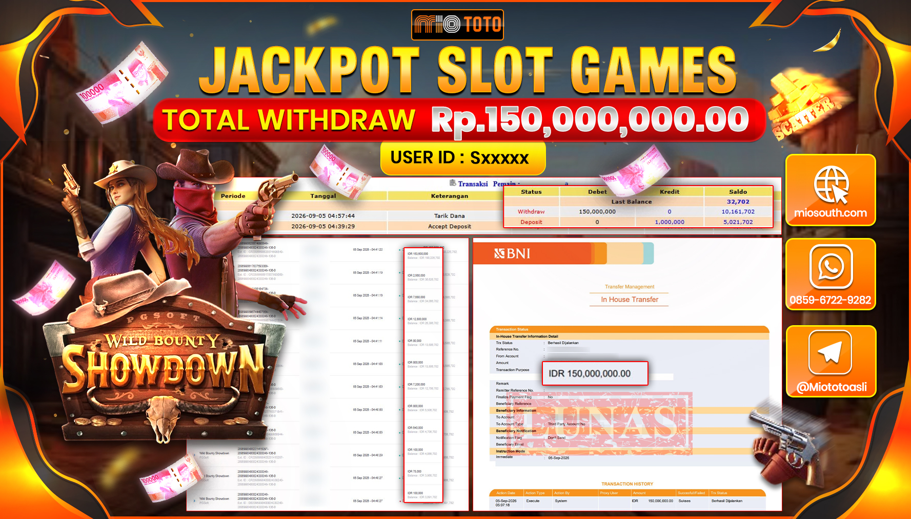 JACKPOT SLOT WILD BOUNTY SHOWDOWN Rp.150.000.000 DI BAYAR TUNAI !!!