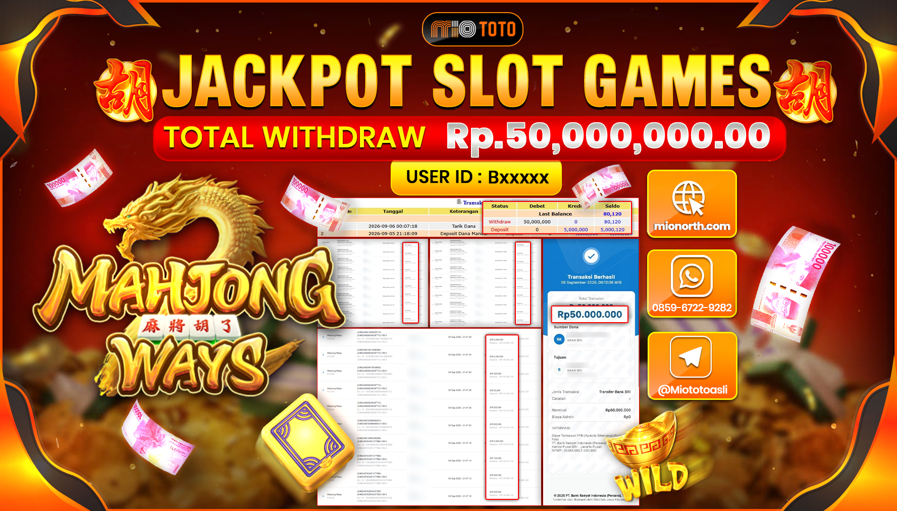 JACKPOT SLOT MAHJONG WAYS Rp.50.000.000 DI BAYAR TUNAI !!!