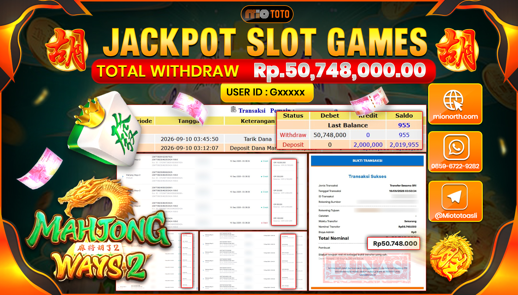 JACKPOT SLOT MAHJONG WAYS 2 Rp.50.748.000 DI BAYAR TUNAI !!!
