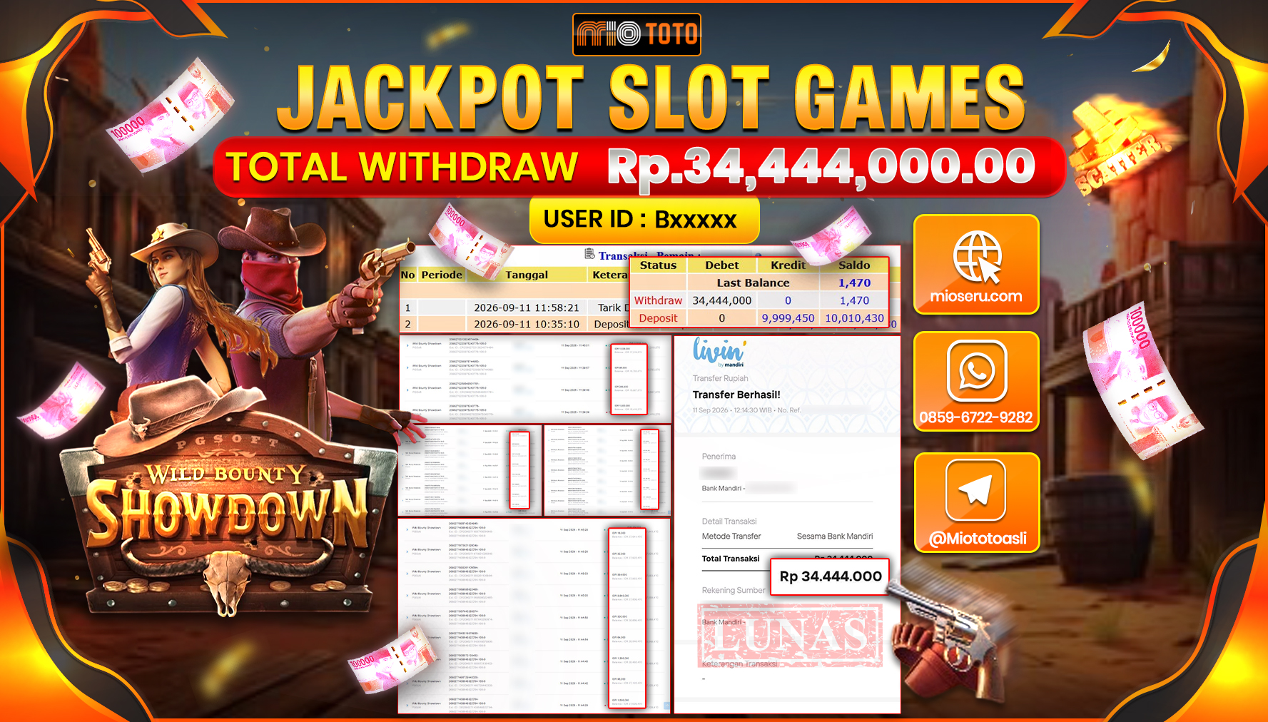 JACKPOT SLOT WILD BOUNTY SHOWDOWN Rp.34.444.000 DI BAYAR TUNAI !!!
