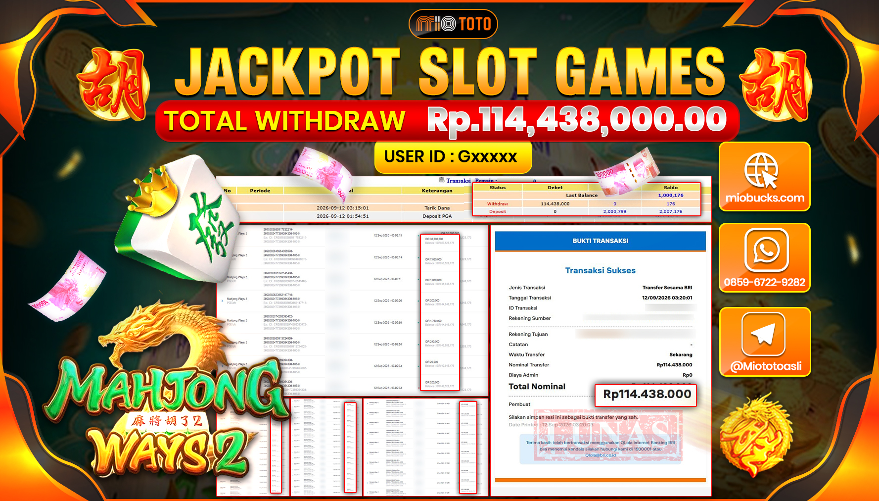 JACKPOT SLOT MAHJONG WAYS 2 Rp.114.438.000 DI BAYAR TUNAI !!!